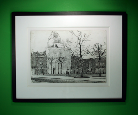 Chinagraph drawing of Retford Town Hall, being restored.